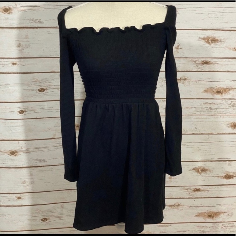 Reformation Black Smocked Dress size L